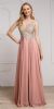Sequined Plunging Neckine Prom Gown in Dusty Rose
